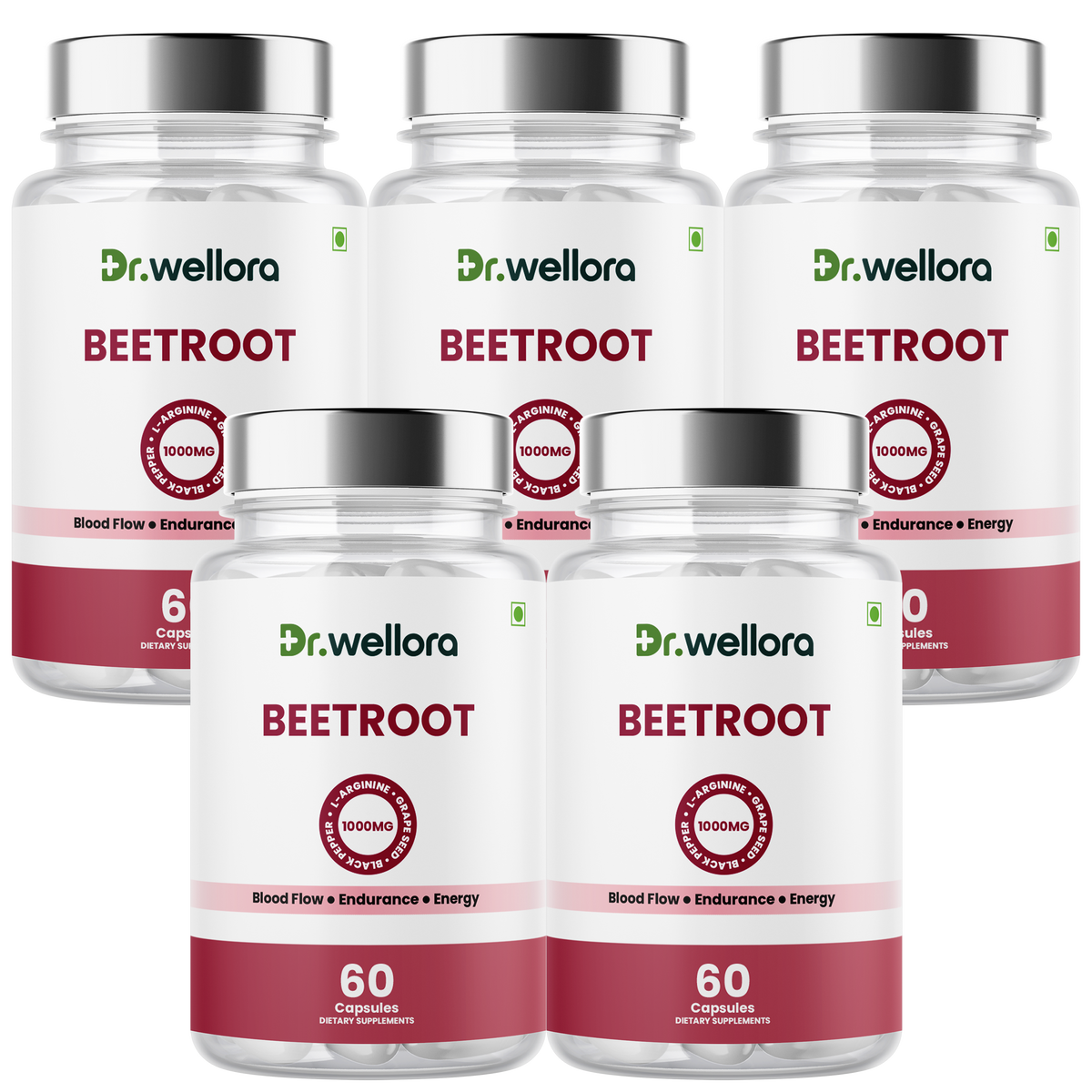 Beetroot Capsules with Beetroot Extract, Grape Seed & L-Arginine – Blood Flow & Energy Support
