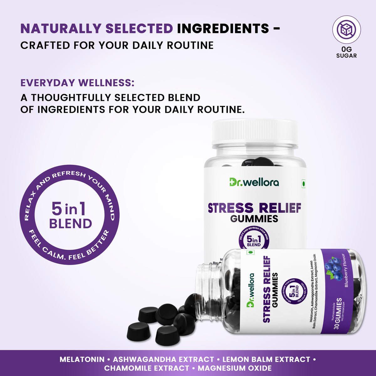 Stress Relief Gummies with Melatonin & Ashwagandha – Sleep & Relaxation Support