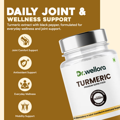 Turmeric Capsules 1000mg with Curcumin & Black Pepper Extract – Joint Comfort & Antioxidant Support
