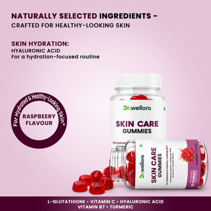 Skin Care Gummies with Glutathione, Vitamin C & Hyaluronic Acid – Hydration & Healthy-Looking Skin Support