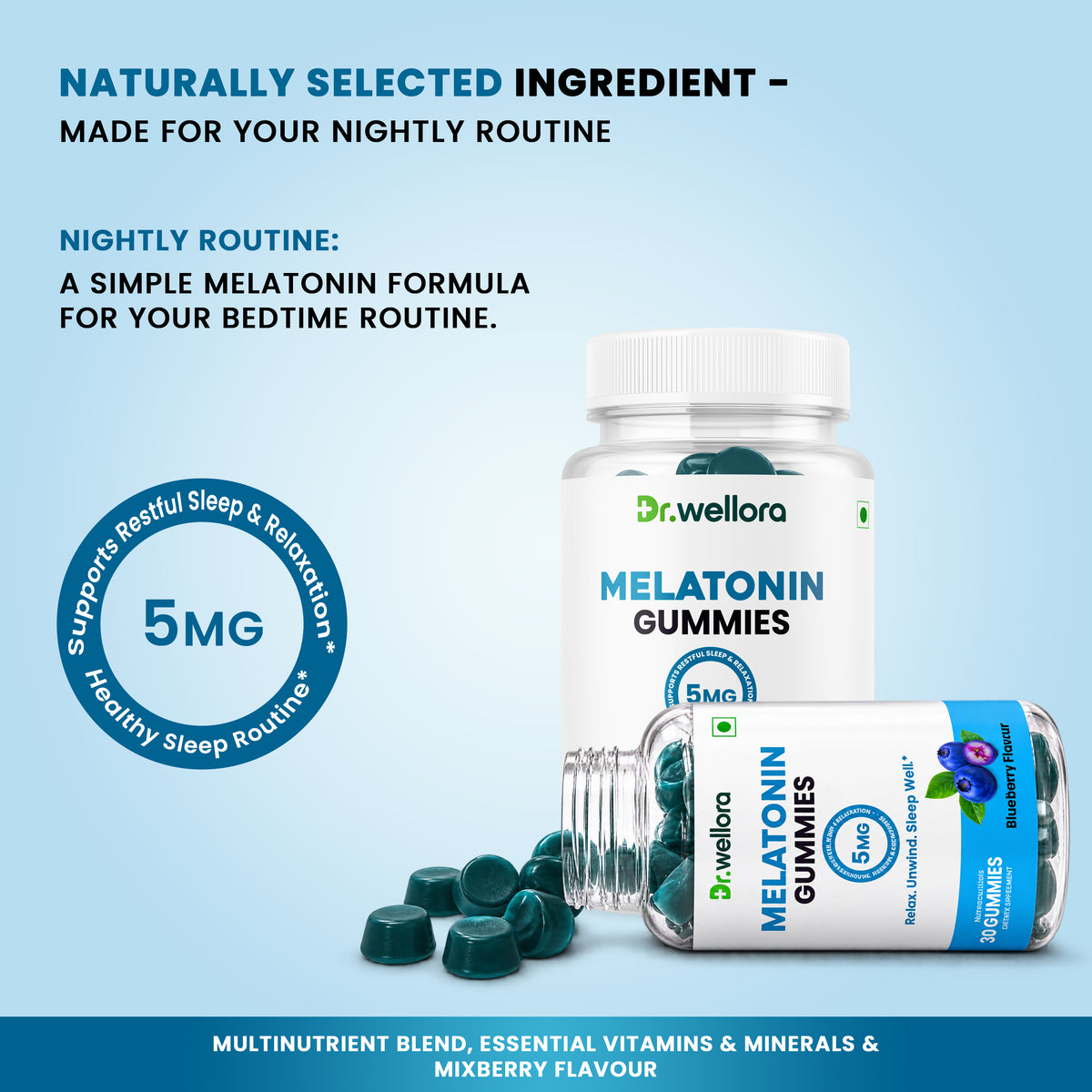 Melatonin Gummies 5mg – Sleep Support for Relaxation & Nighttime Wellness