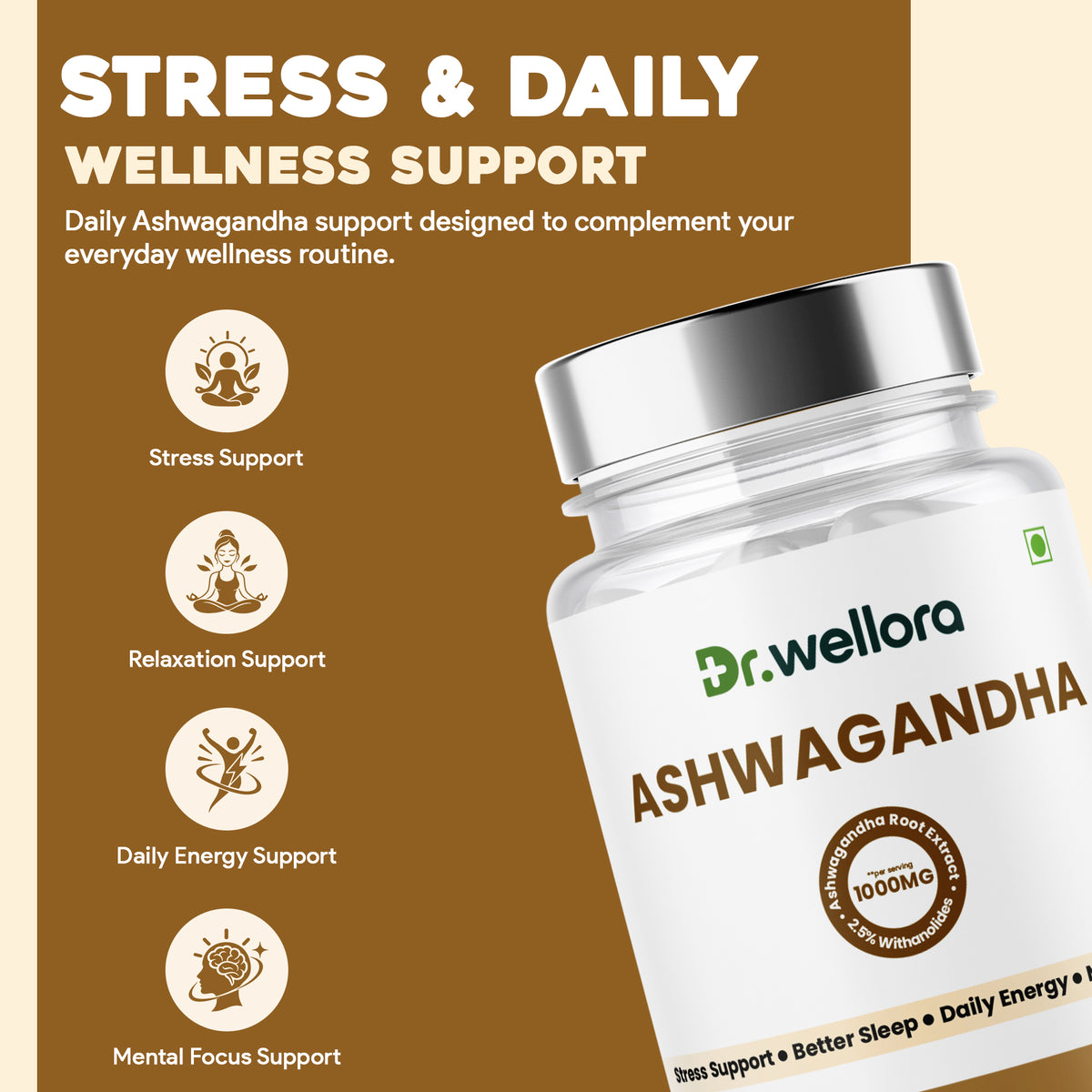 Ashwagandha Capsules 1000mg – Stress Management, Sleep & Daily Wellness Support