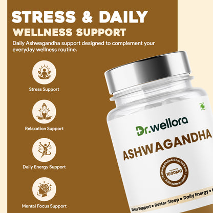 Ashwagandha Capsules 1000mg – Stress Management, Sleep & Daily Wellness Support