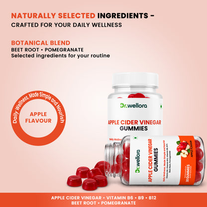 Apple Cider Vinegar Gummies with B Vitamins, Beetroot & Pomegranate – Daily Wellness Support