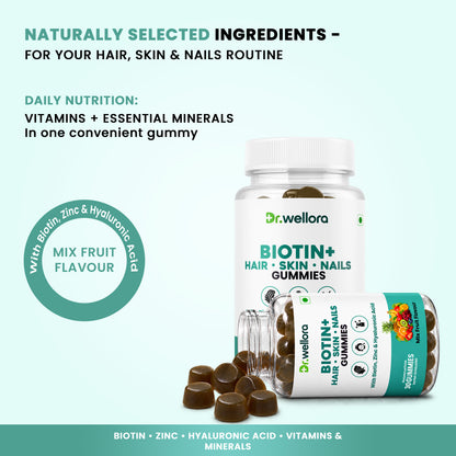 Biotin Gummies for Hair, Skin & Nails with Zinc & Hyaluronic Acid – Beauty Support