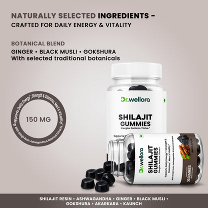 Shilajit Gummies with Ashwagandha & Botanical Extracts – Energy, Strength & Men’s Wellness Support