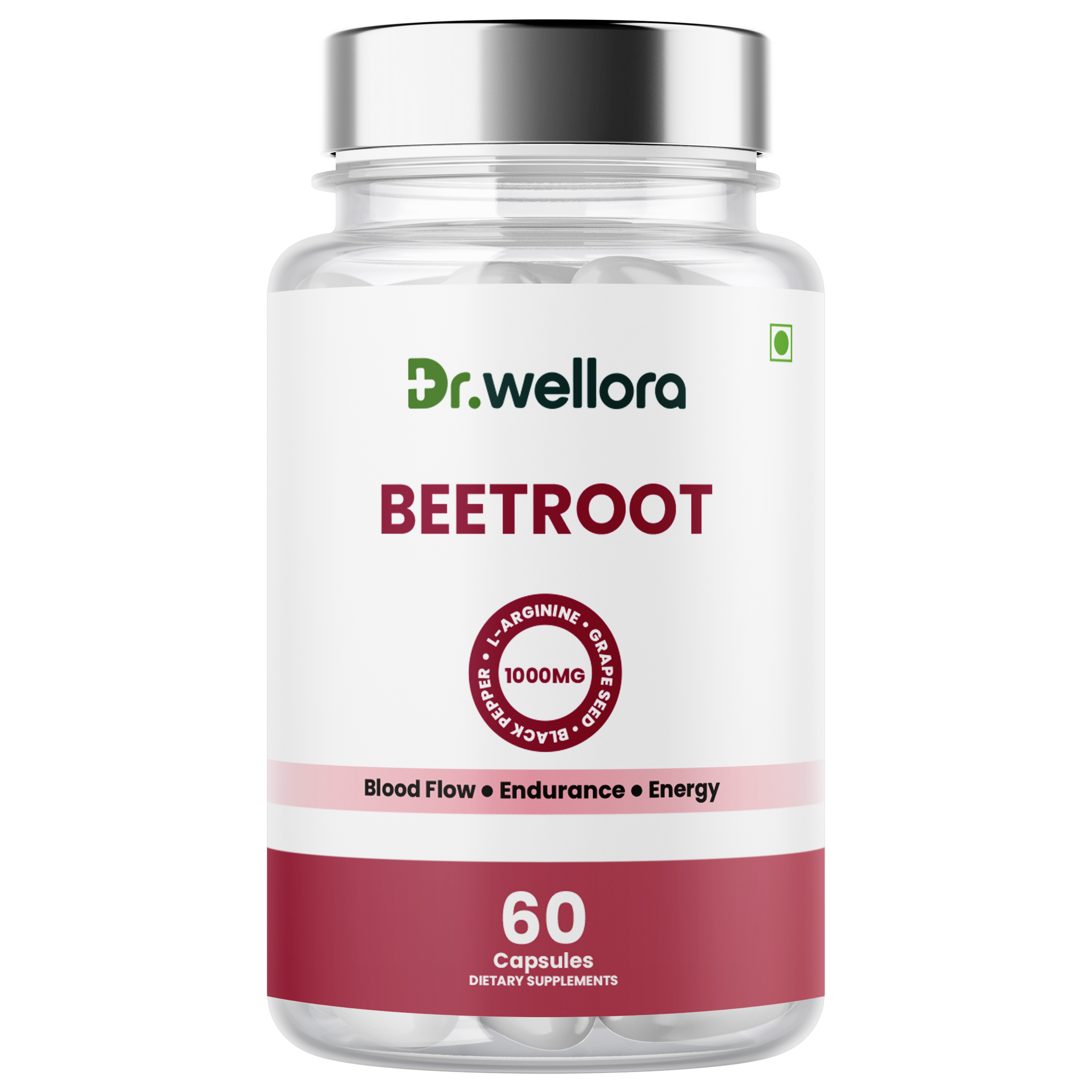 Beetroot Capsules with Beetroot Extract, Grape Seed & L-Arginine – Blood Flow & Energy Support
