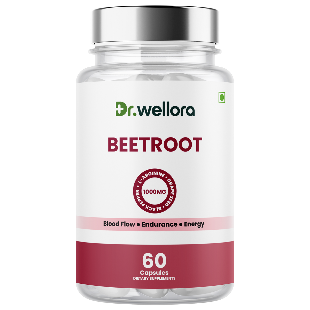 Beetroot Capsules with Beetroot Extract, Grape Seed & L-Arginine – Blood Flow & Energy Support