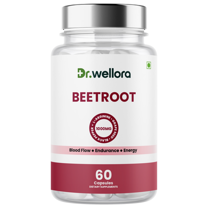 Beetroot Capsules with Beetroot Extract, Grape Seed & L-Arginine – Blood Flow & Energy Support