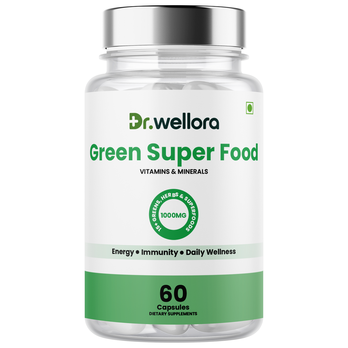 Green Superfood Capsules with Spinach, Barley Grass & Wheatgrass – Energy, Immunity & Daily Wellness
