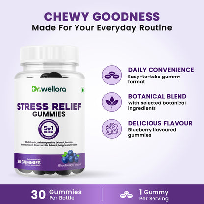 Stress Relief Gummies with Melatonin & Ashwagandha – Sleep & Relaxation Support