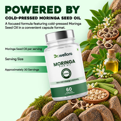 Moringa Seed Oil Capsules – Cold-Pressed Morning Glory Seed Oil for Skin, Hair & Daily Wellness