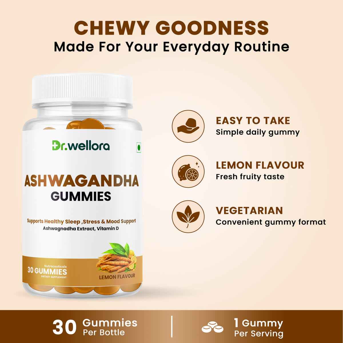 Ashwagandha Gummies with Vitamin D – Stress, Mood & Sleep Support
