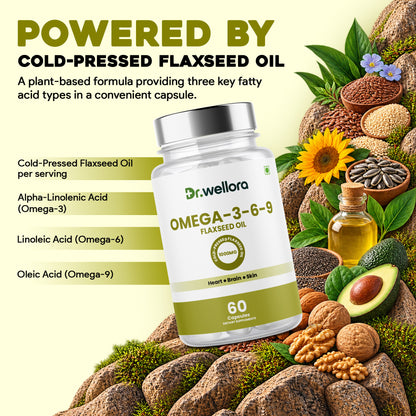 Omega 3-6-9 Flaxseed Oil Capsules – Heart, Brain & Skin Nutritional Support