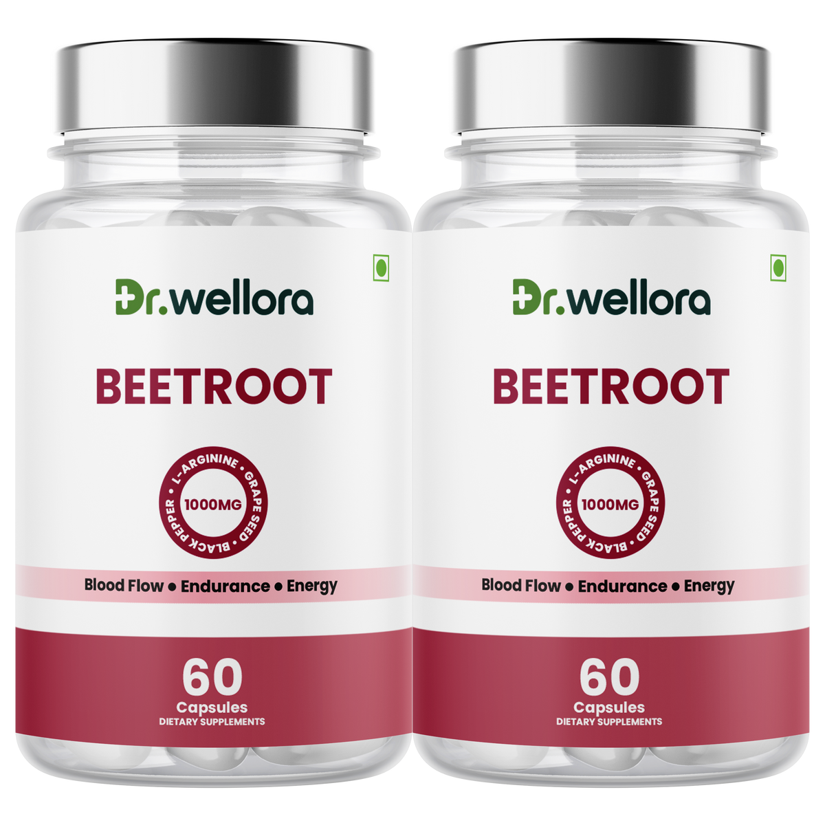 Beetroot Capsules with Beetroot Extract, Grape Seed & L-Arginine – Blood Flow & Energy Support