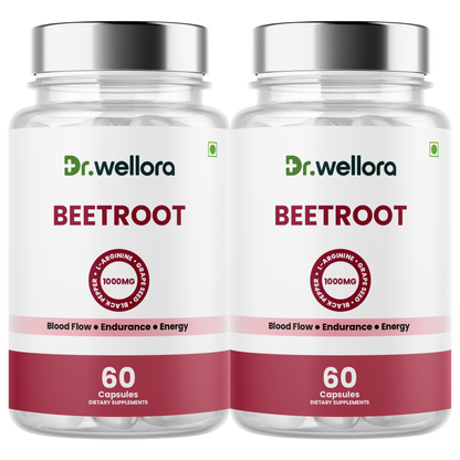 Beetroot Capsules with Beetroot Extract, Grape Seed & L-Arginine – Blood Flow & Energy Support