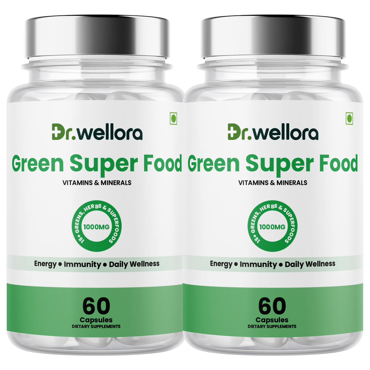 Green Superfood Capsules with Spinach, Barley Grass & Wheatgrass – Energy, Immunity & Daily Wellness