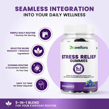 Stress Relief Gummies with Melatonin & Ashwagandha – Sleep & Relaxation Support