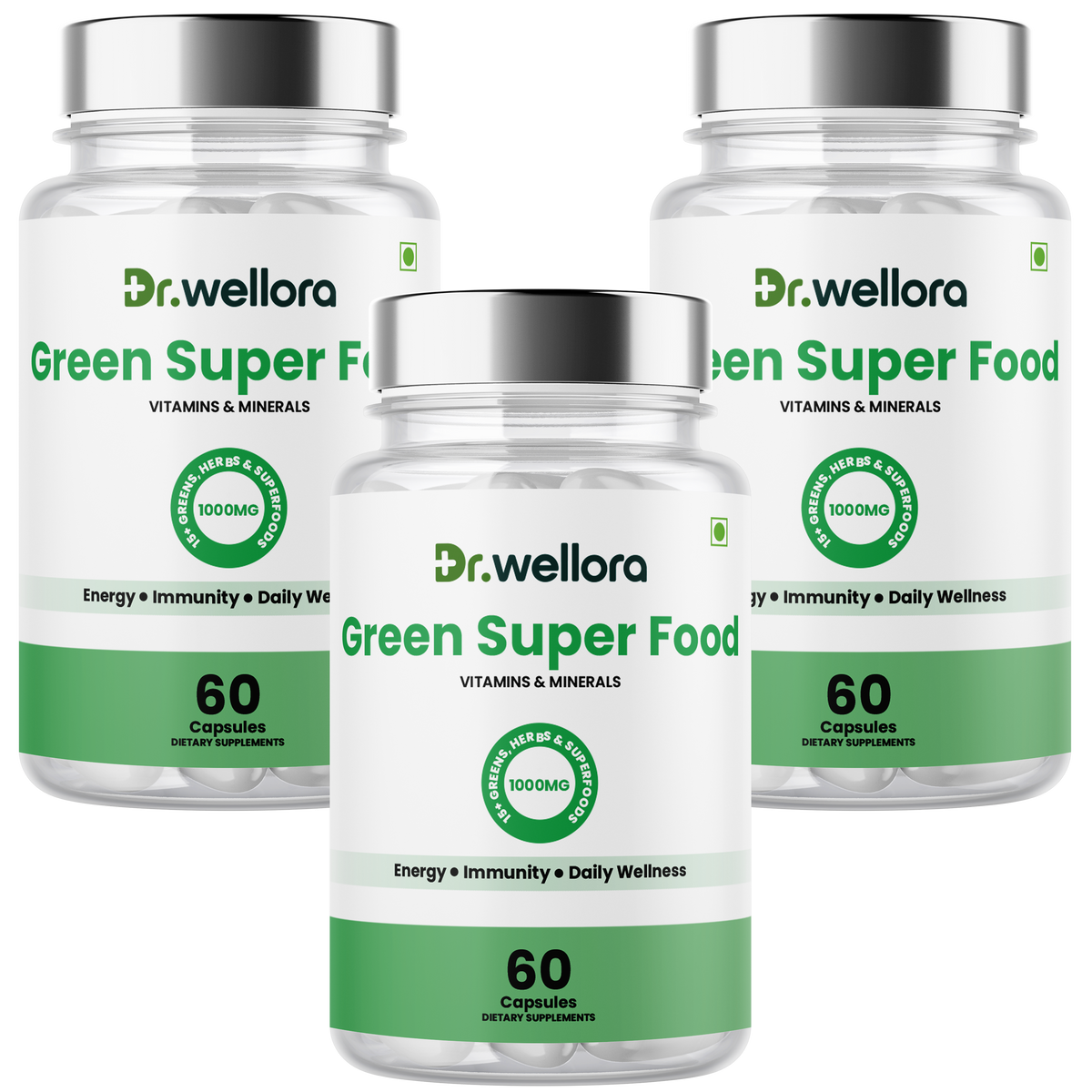 Green Superfood Capsules with Spinach, Barley Grass & Wheatgrass – Energy, Immunity & Daily Wellness
