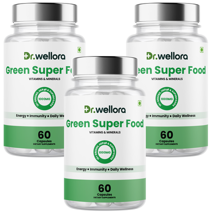 Green Superfood Capsules with Spinach, Barley Grass & Wheatgrass – Energy, Immunity & Daily Wellness