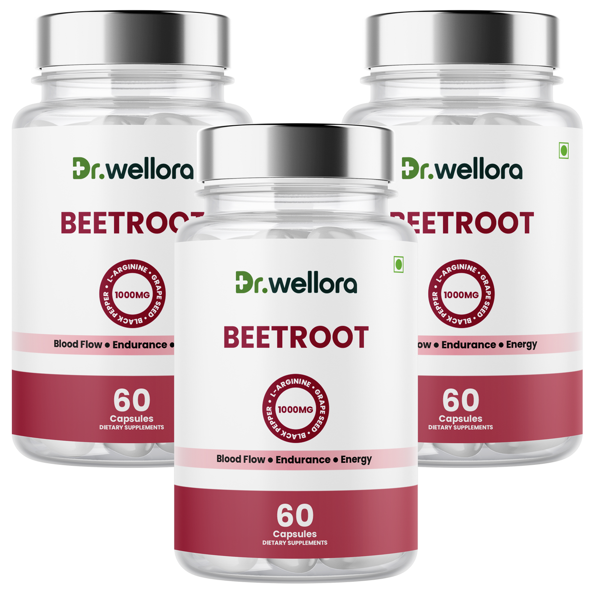 Beetroot Capsules with Beetroot Extract, Grape Seed & L-Arginine – Blood Flow & Energy Support