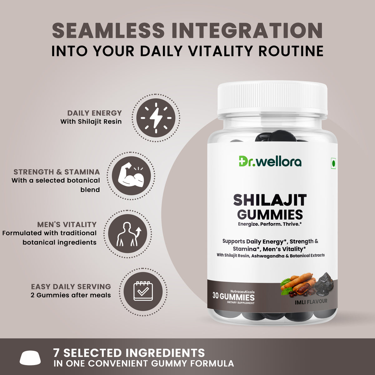 Shilajit Gummies with Ashwagandha & Botanical Extracts – Energy, Strength & Men’s Wellness Support