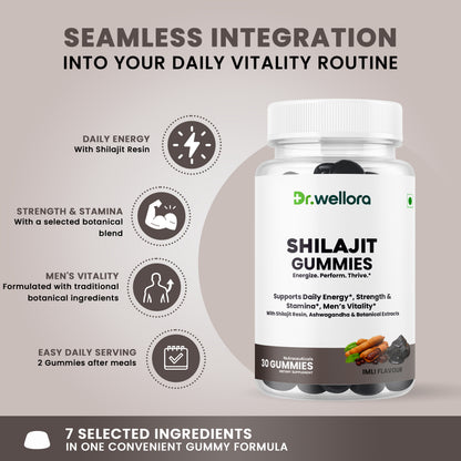 Shilajit Gummies with Ashwagandha & Botanical Extracts – Energy, Strength & Men’s Wellness Support
