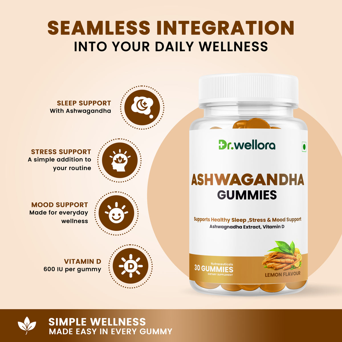 Ashwagandha Gummies with Vitamin D – Stress, Mood & Sleep Support