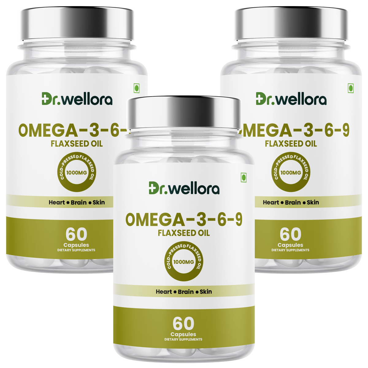 Omega 3-6-9 Flaxseed Oil Capsules – Heart, Brain & Skin Nutritional Support