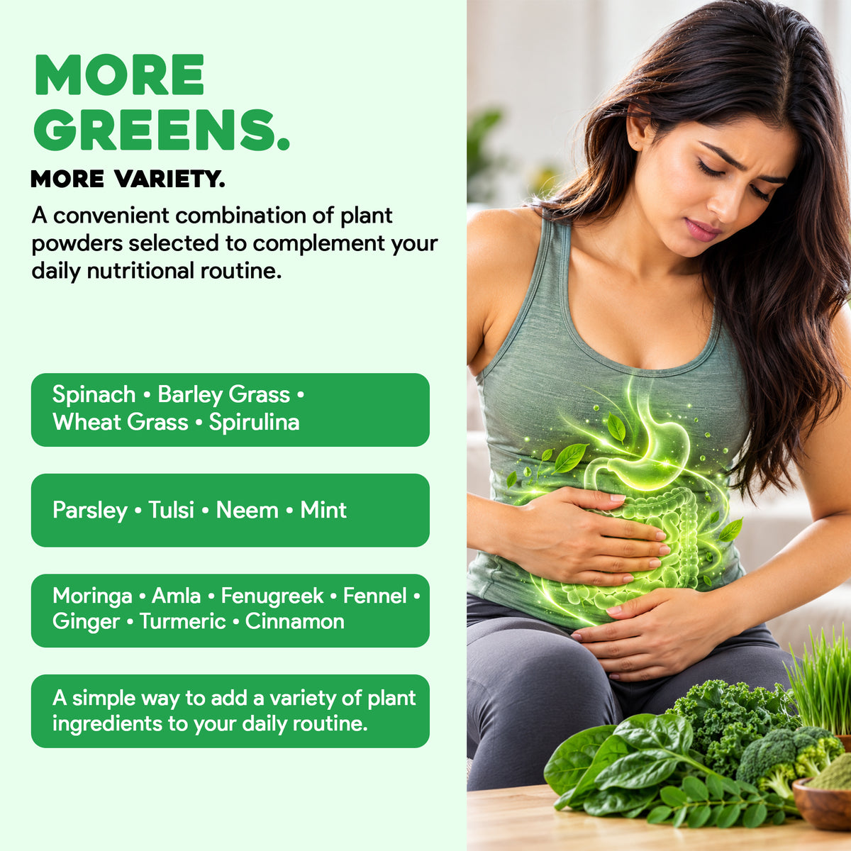 Green Superfood Capsules with Spinach, Barley Grass & Wheatgrass – Energy, Immunity & Daily Wellness