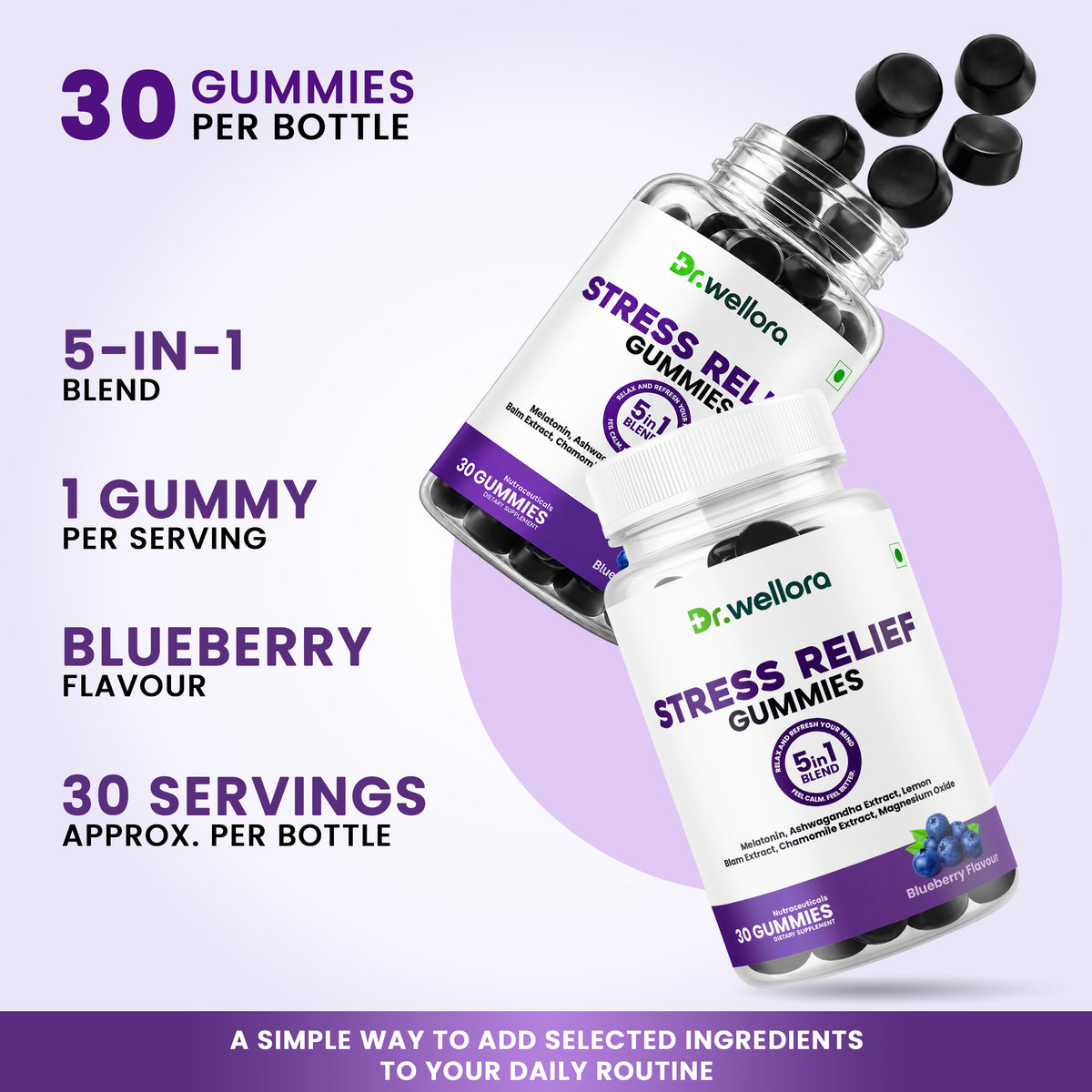 Stress Relief Gummies with Melatonin & Ashwagandha – Sleep & Relaxation Support