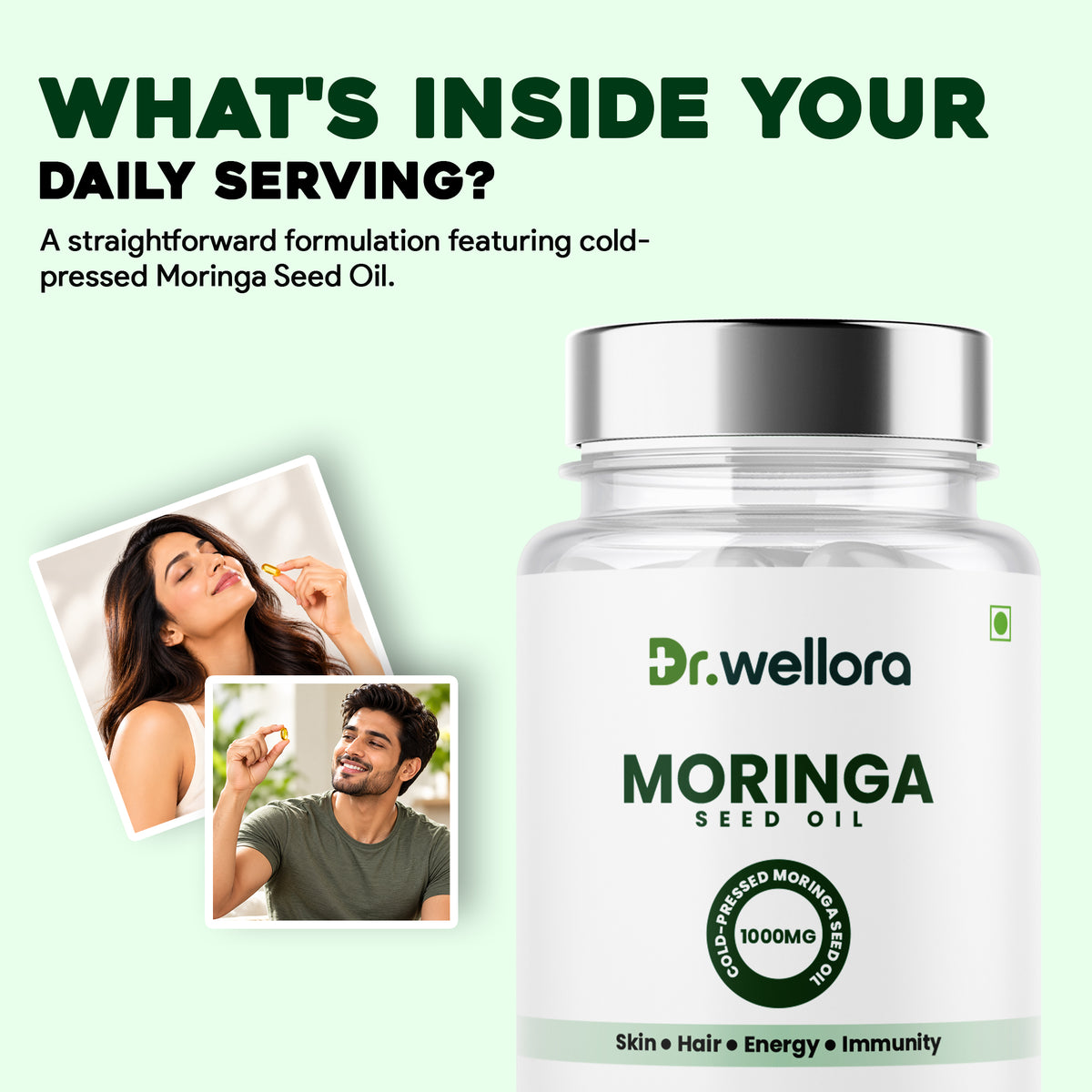 Moringa Seed Oil Capsules – Cold-Pressed Morning Glory Seed Oil for Skin, Hair & Daily Wellness