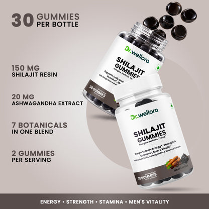 Shilajit Gummies with Ashwagandha & Botanical Extracts – Energy, Strength & Men’s Wellness Support