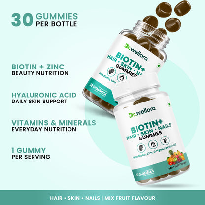 Biotin Gummies for Hair, Skin & Nails with Zinc & Hyaluronic Acid – Beauty Support