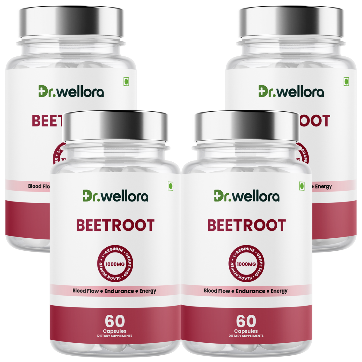 Beetroot Capsules with Beetroot Extract, Grape Seed & L-Arginine – Blood Flow & Energy Support