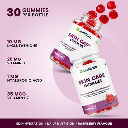 Skin Care Gummies with Glutathione, Vitamin C & Hyaluronic Acid – Hydration & Healthy-Looking Skin Support