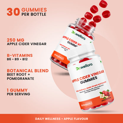 Apple Cider Vinegar Gummies with B Vitamins, Beetroot & Pomegranate – Daily Wellness Support