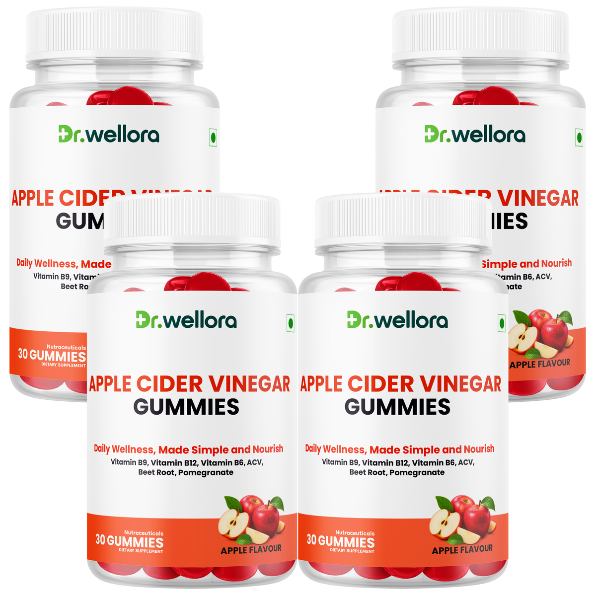 Apple Cider Vinegar Gummies with B Vitamins, Beetroot & Pomegranate – Daily Wellness Support