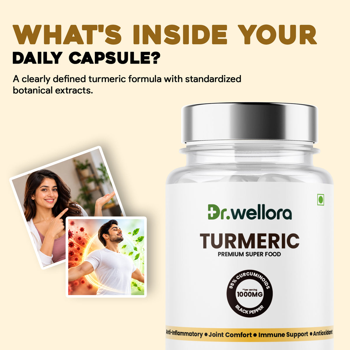 Turmeric Capsules 1000mg with Curcumin & Black Pepper Extract – Joint Comfort & Antioxidant Support