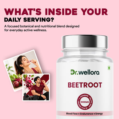 Beetroot Capsules with Beetroot Extract, Grape Seed & L-Arginine – Blood Flow & Energy Support