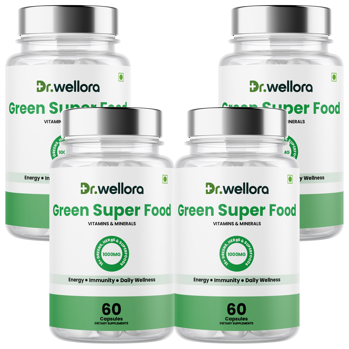 Green Superfood Capsules with Spinach, Barley Grass & Wheatgrass – Energy, Immunity & Daily Wellness