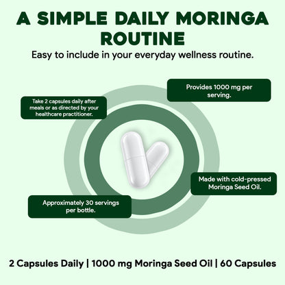 Moringa Seed Oil Capsules – Cold-Pressed Morning Glory Seed Oil for Skin, Hair & Daily Wellness