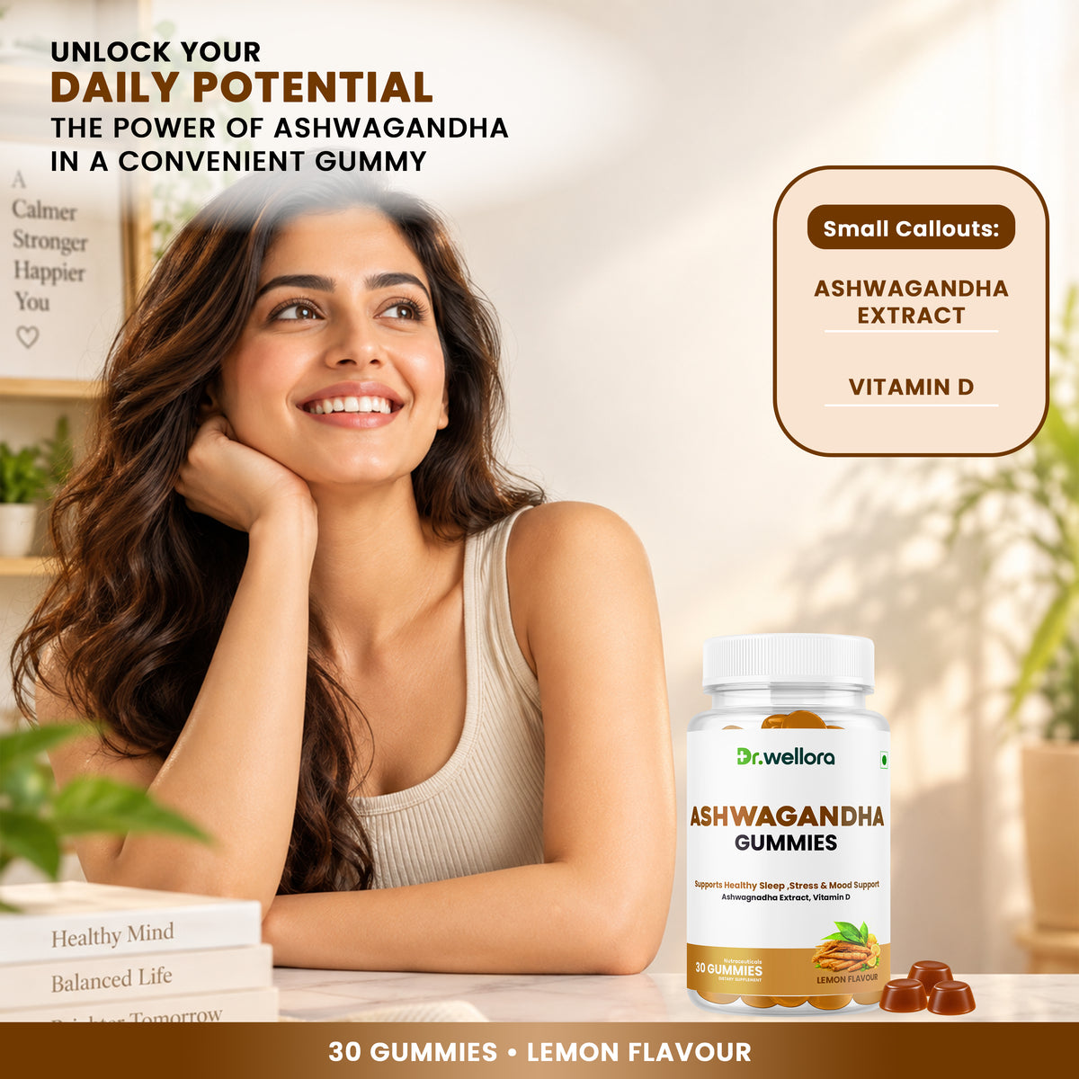 Ashwagandha Gummies with Vitamin D – Stress, Mood & Sleep Support