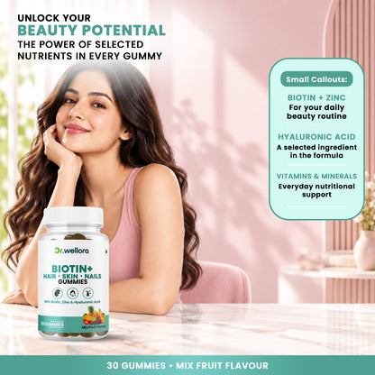 Biotin Gummies for Hair, Skin & Nails with Zinc & Hyaluronic Acid – Beauty Support