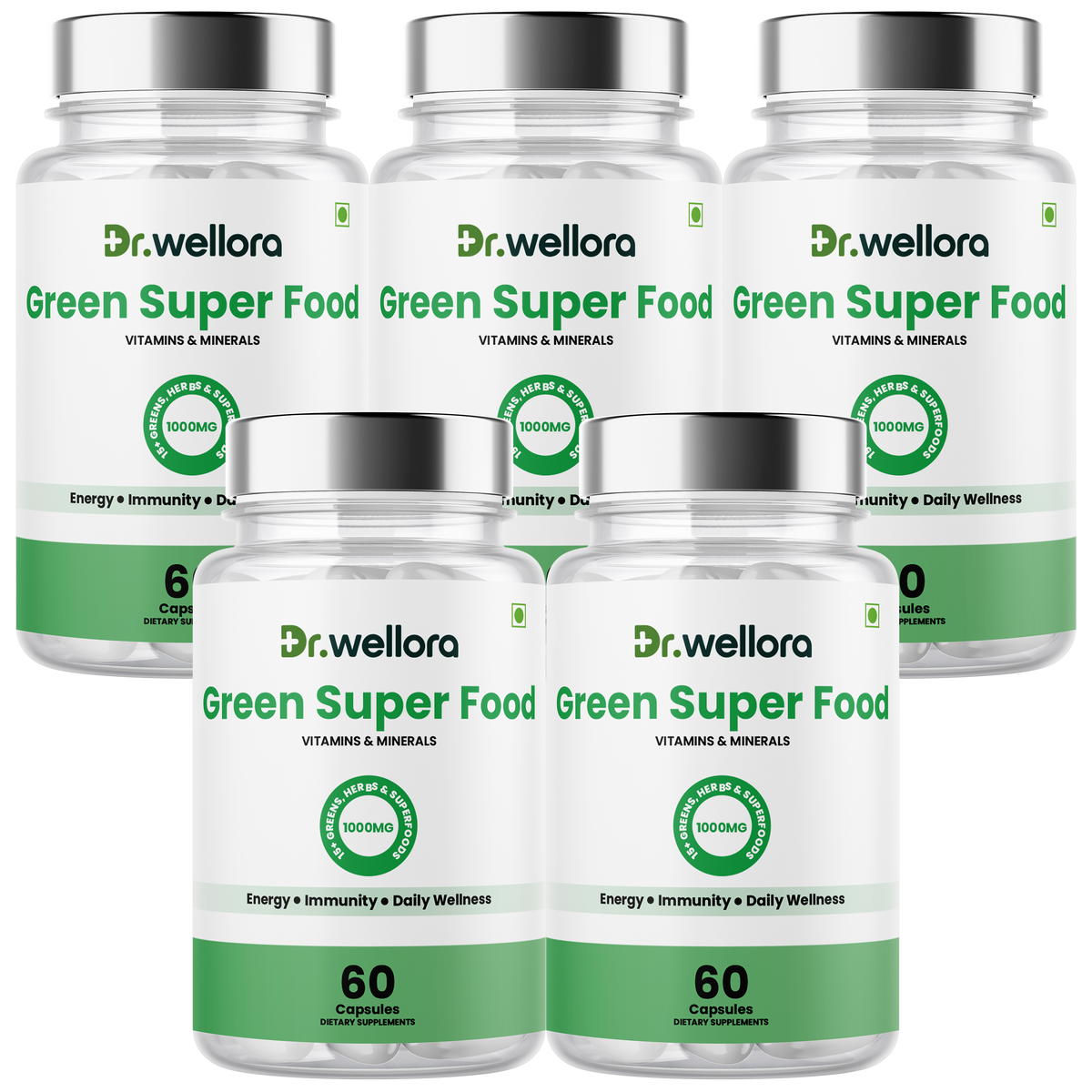 Green Superfood Capsules with Spinach, Barley Grass & Wheatgrass – Energy, Immunity & Daily Wellness