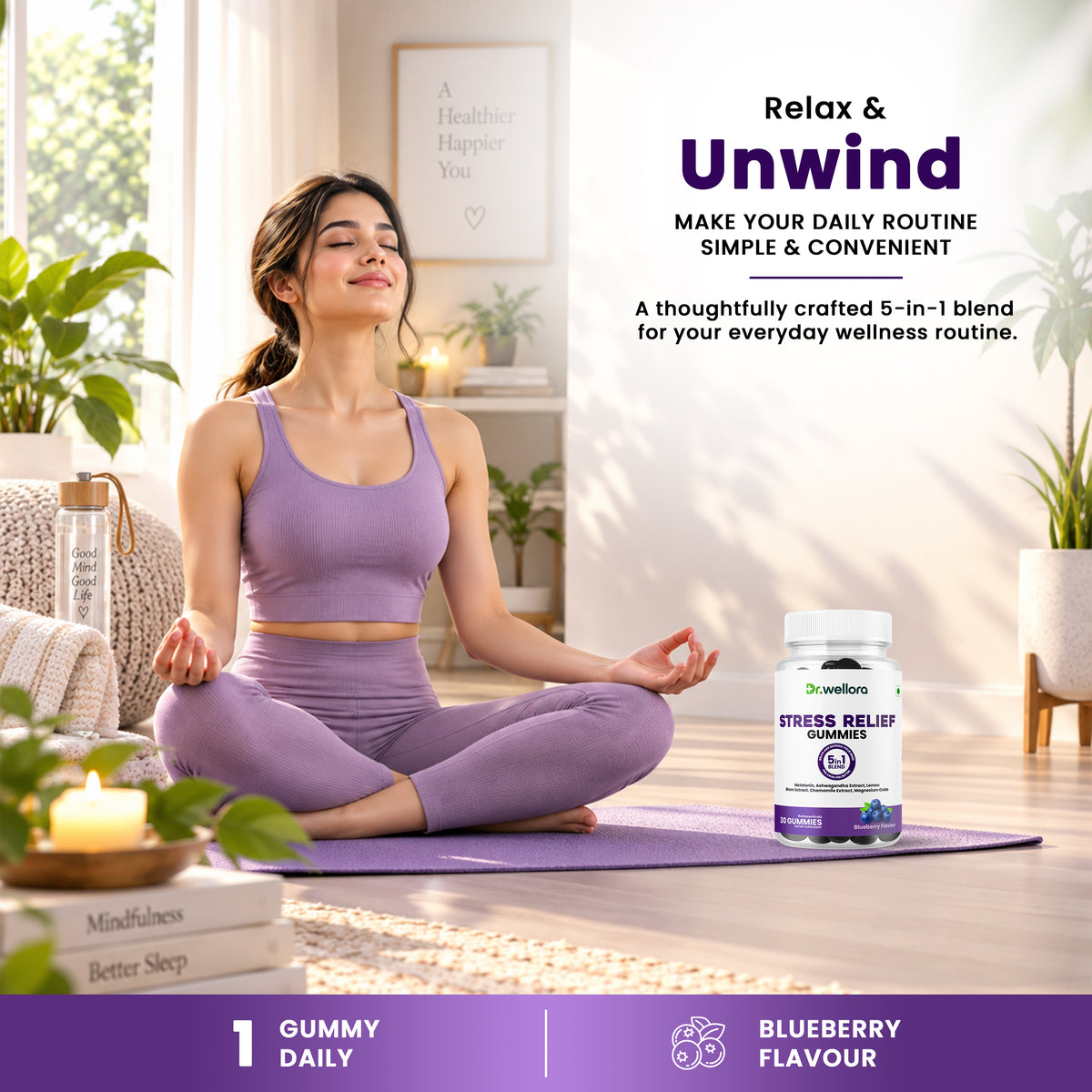 Stress Relief Gummies with Melatonin & Ashwagandha – Sleep & Relaxation Support