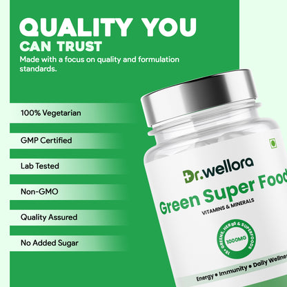 Green Superfood Capsules with Spinach, Barley Grass & Wheatgrass – Energy, Immunity & Daily Wellness