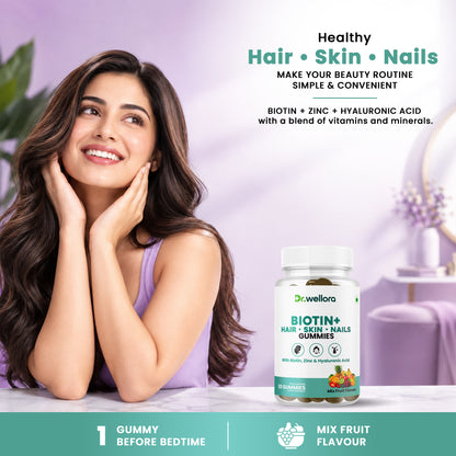 Biotin Gummies for Hair, Skin & Nails with Zinc & Hyaluronic Acid – Beauty Support
