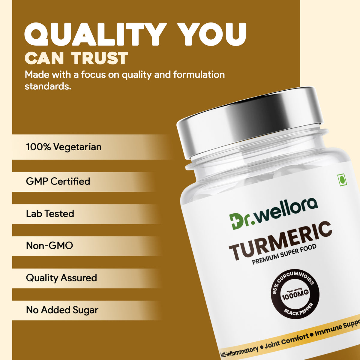 Turmeric Capsules 1000mg with Curcumin & Black Pepper Extract – Joint Comfort & Antioxidant Support