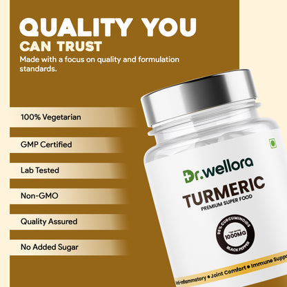 Turmeric Capsules 1000mg with Curcumin & Black Pepper Extract – Joint Comfort & Antioxidant Support